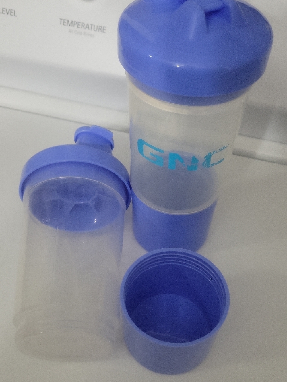 GNC Blue-Top Protein Shaker Bottle with Storage